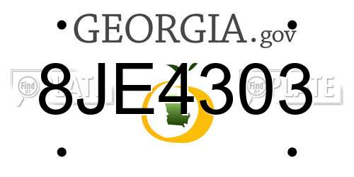 8JE4303 Georgia License Plate