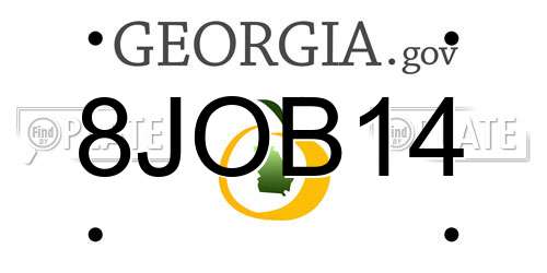 8JOB14 Georgia License Plate