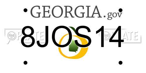 8JOS14 Georgia License Plate