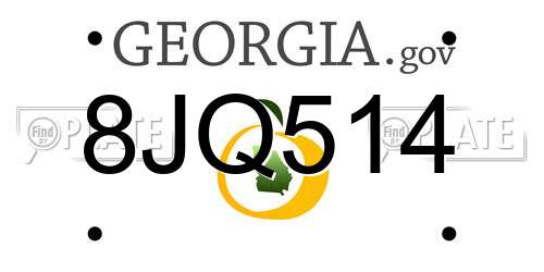 8JQ514 Georgia License Plate