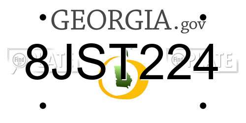 8JST224 Georgia License Plate