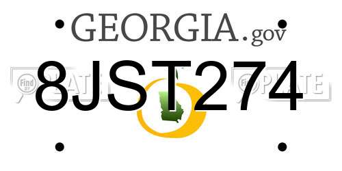 8JST274 Georgia License Plate