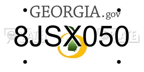 8JSX050 Georgia License Plate