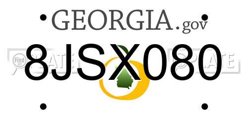 8JSX080 Georgia License Plate