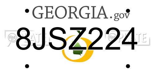 8JSZ224 Georgia License Plate