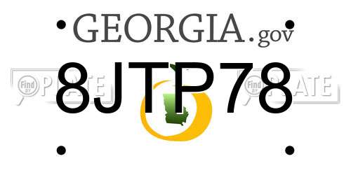 8JTP78 Georgia License Plate