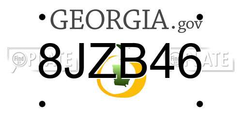 8JZB46 Georgia License Plate