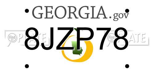 8JZP78 Georgia License Plate