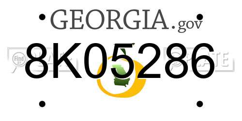 8K05286 Georgia License Plate