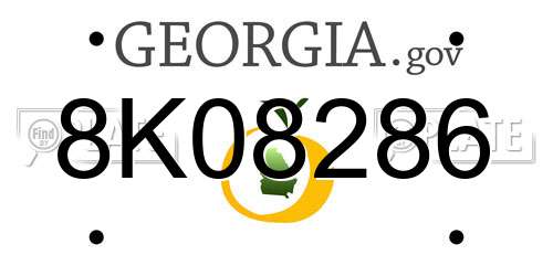 8K08286 Georgia License Plate
