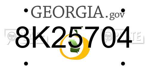 8K25704 Georgia License Plate