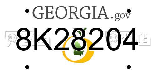 8K28204 Georgia License Plate