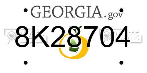 8K28704 Georgia License Plate