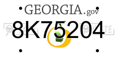 8K75204 Georgia License Plate