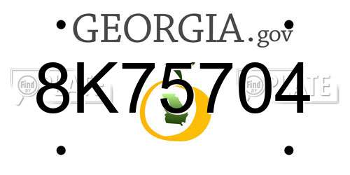 8K75704 Georgia License Plate