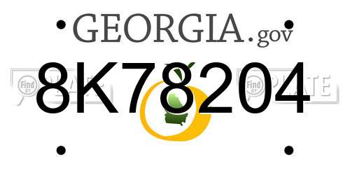8K78204 Georgia License Plate