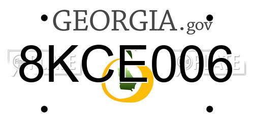 8KCE006 Georgia License Plate