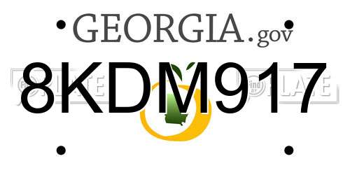 8KDM917 Georgia License Plate