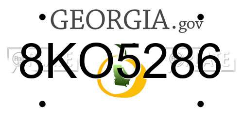 8KO5286 Georgia License Plate