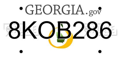8KOB286 Georgia License Plate