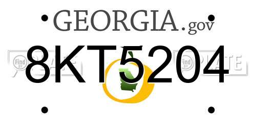 8KT5204 Georgia License Plate