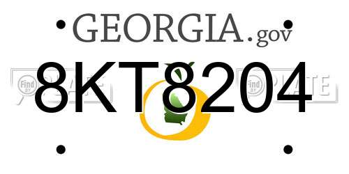 8KT8204 Georgia License Plate