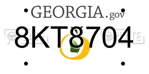 8KT8704 Georgia License Plate