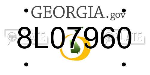 8L07960 Georgia License Plate