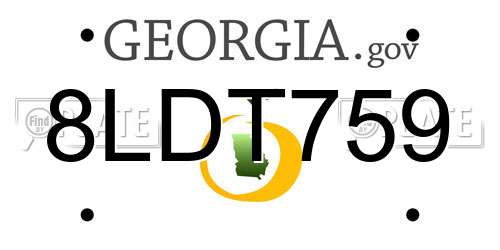 8LDT759 Georgia License Plate