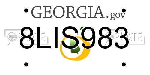8LIS983 Georgia License Plate