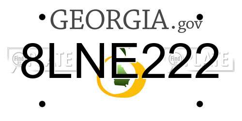 8LNE222 Georgia License Plate