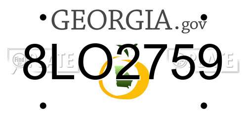 8LO2759 Georgia License Plate