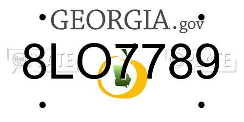 8LO7789 Georgia License Plate