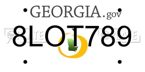 8LOT789 Georgia License Plate