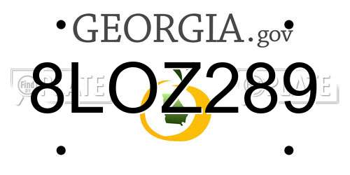 8LOZ289 Georgia License Plate