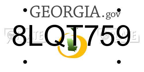 8LQT759 Georgia License Plate