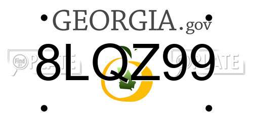 8LQZ99 Georgia License Plate