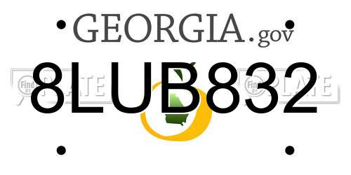 8LUB832 Georgia License Plate