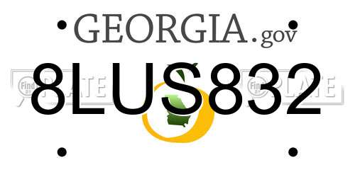8LUS832 Georgia License Plate