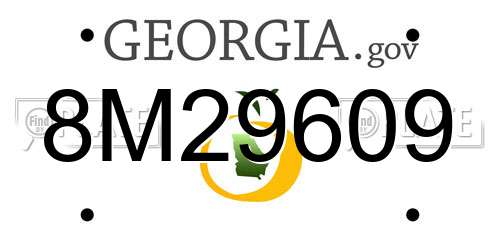 8M29609 Georgia License Plate