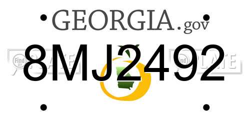 8MJ2492 Georgia License Plate