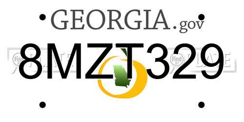 8MZT329 Georgia License Plate