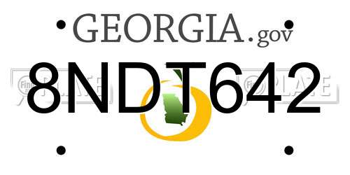 8NDT642 Georgia License Plate