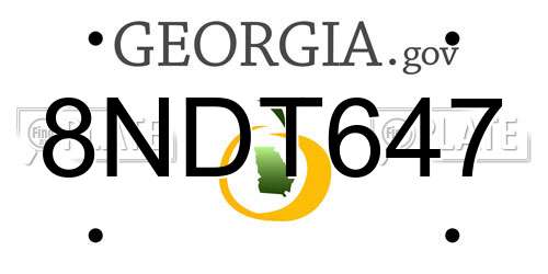 8NDT647 Georgia License Plate