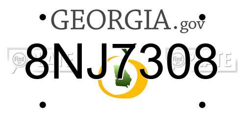 8NJ7308 Georgia License Plate