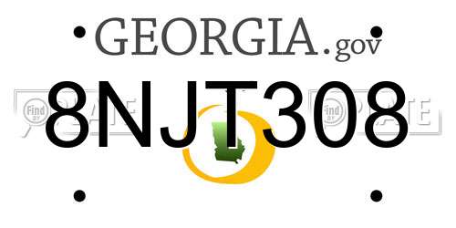 8NJT308 Georgia License Plate