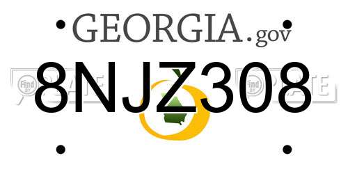 8NJZ308 Georgia License Plate
