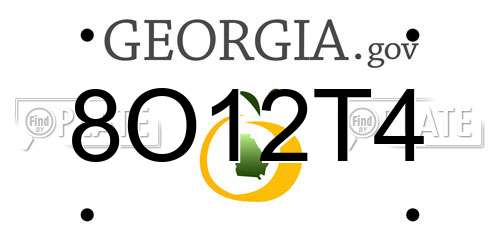 8O12T4 Georgia License Plate