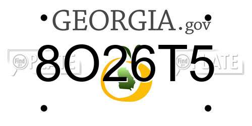 8O26T5 Georgia License Plate