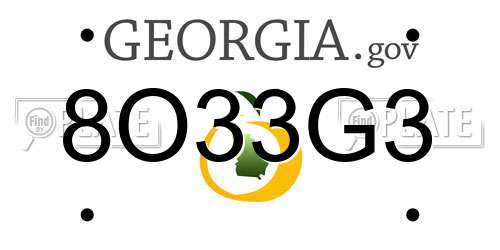 8O33G3 Georgia License Plate